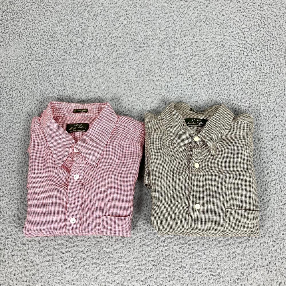 Orvis Shirt Mens 2XL Lot Of 2 Linen Short Sleeve Button Up Resort Pocket